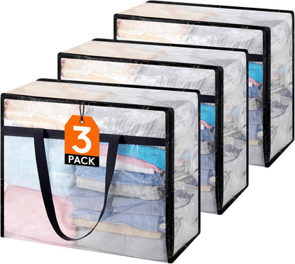 Lifewit Clear Storage Bags, 45L Clothes Organizer with Zipper