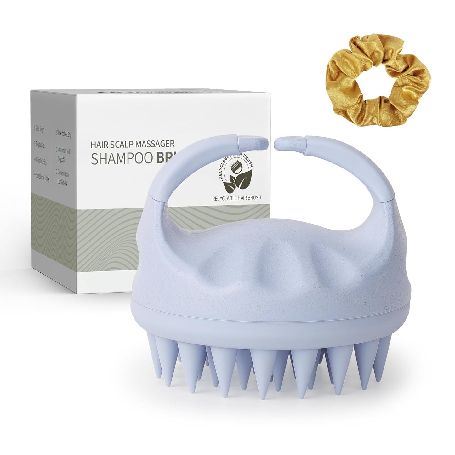 Sndyi Scalp Massager Shampoo Brush, Scalp Scrubber with Soft Silicone Bristles, Scalp Exfoliator for Dandruff Removal, Scalp Massager for Hair Growth, Wet Dry Hair Brush for Scalp Care, Green