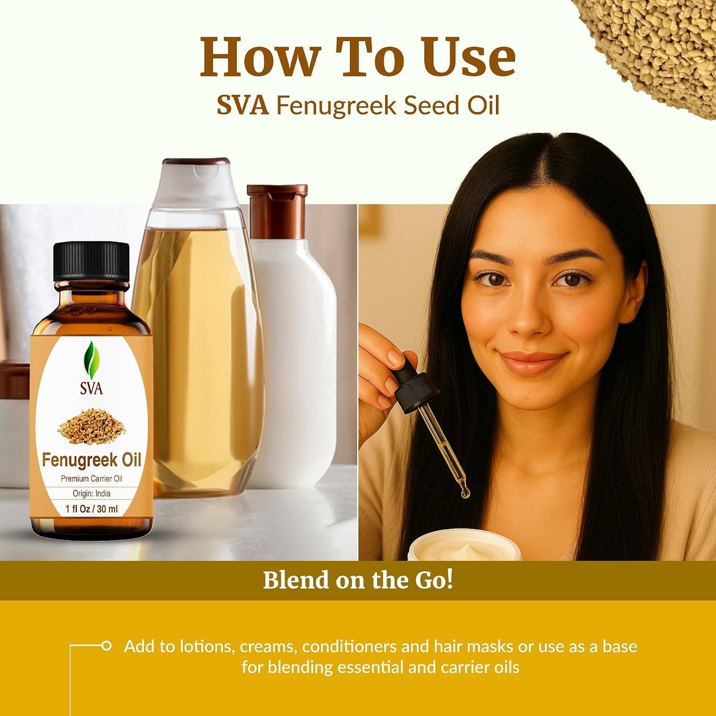 SVA Lavender Essential Oil 4 Fl Oz – for Diffuser, Skin & Hair Care – Ideal for Massage & DIY Blends – with Dropper