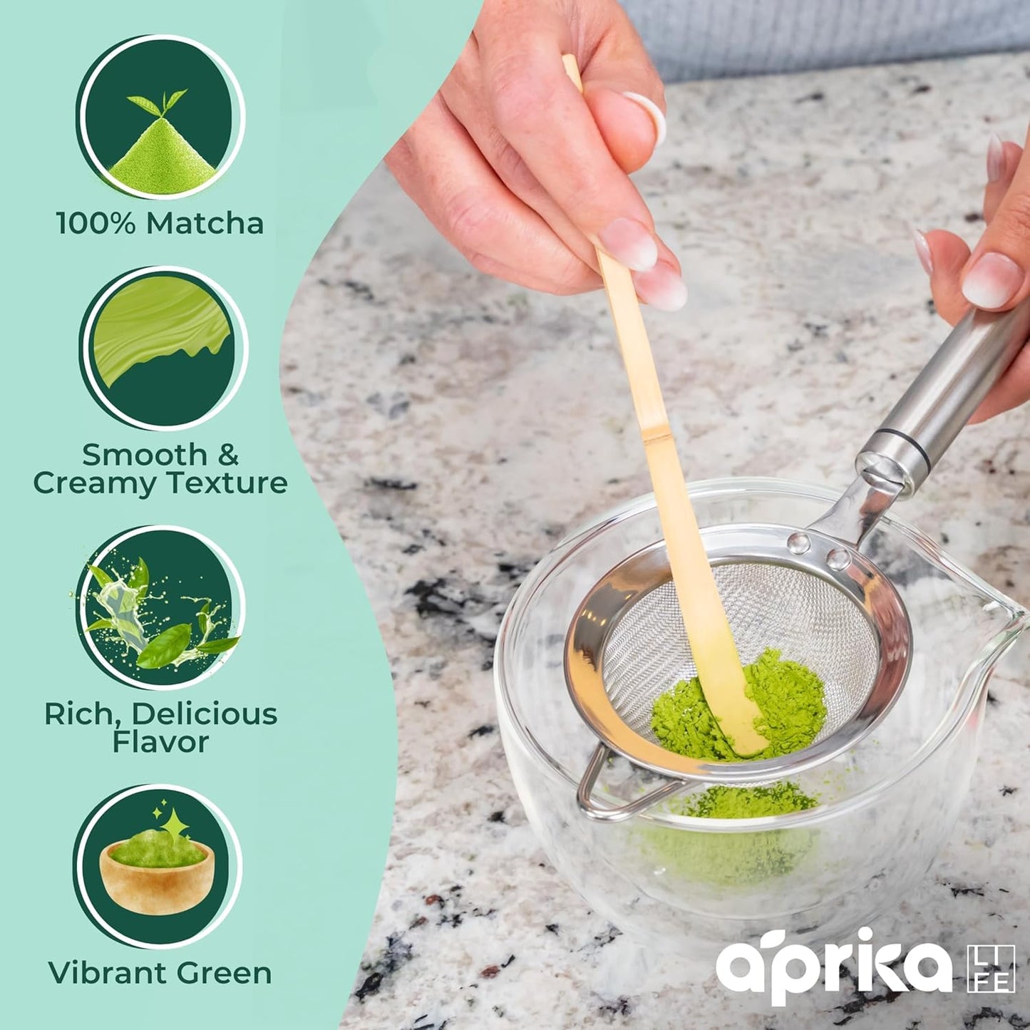 AprikaLife Matcha Latte Powder, Premium Barista Crafted Mix with Natural Vanilla Flavor - Authentically Japanese - 1st Harvest Ceremonial Grade, Sweet Matcha Powder Used by Coffee Shops 6.8 oz / 180g