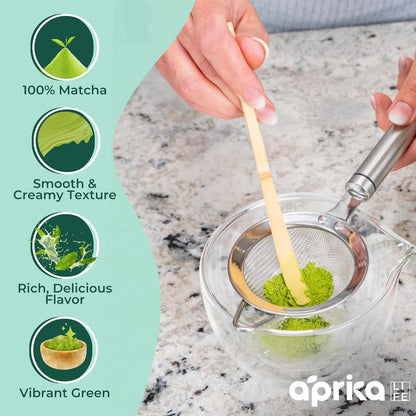 AprikaLife Matcha Latte Powder, Premium Barista Crafted Mix with Natural Vanilla Flavor - Authentically Japanese - 1st Harvest Ceremonial Grade, Sweet Matcha Powder Used by Coffee Shops 6.8 oz / 180g
