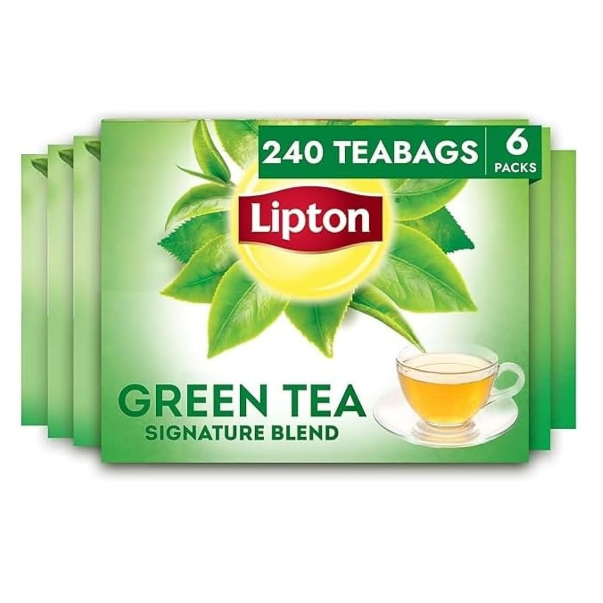 Lipton Signature Blend Green Tea with Jasmine 240-Count Tea Bags Hot or Iced Caffeinated Unsweetened Flavonoids Bioactives 40ct (6-Pack) for Tea Lovers Gift Set Specialty Tea
