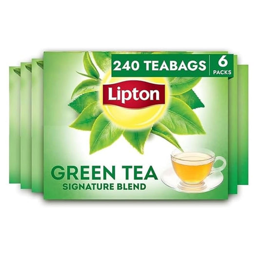 Lipton Signature Blend Green Tea with Jasmine 240-Count Tea Bags Hot or Iced Caffeinated Unsweetened Flavonoids Bioactives 40ct (6-Pack) for Tea Lovers Gift Set Specialty Tea