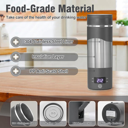 Travel Electric Kettle Portable Mini Kettle,Small Hot Water Boiler with 4 Temperature Settings,304 Stainless Steel,Fast Boiling Water with Auto Shut-Off and Boil Dry Protection,400ml (Beige, 400ML)