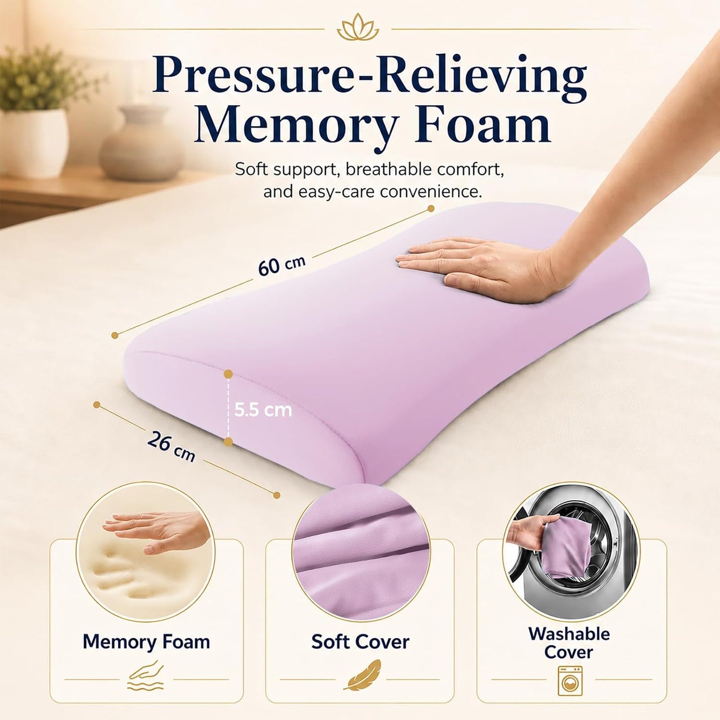 Lumbar Support Pillow for Bed Relief Back Pain: Lower Back Pillow for Sleeping - Memory Foam Waist Pillow - Back Wedge Bolster Pillow for Side, Back&Stomach Sleepers - Bed Rest Pillow for Car, Sofa