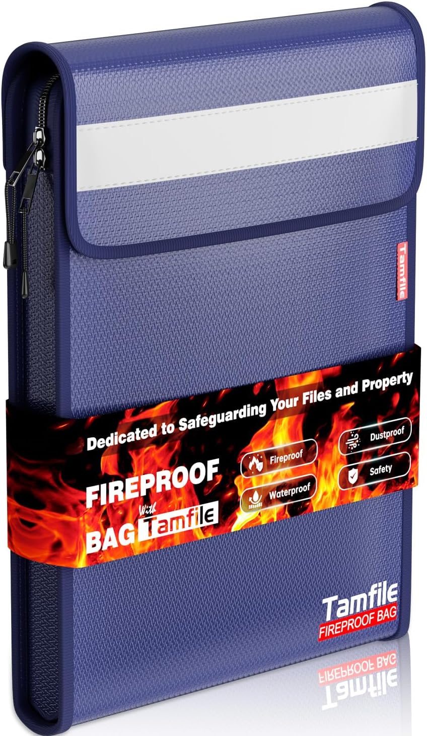 6400℉ Fireproof Document Bag, 15”x 11” Waterproof Document Organizer, Grey
