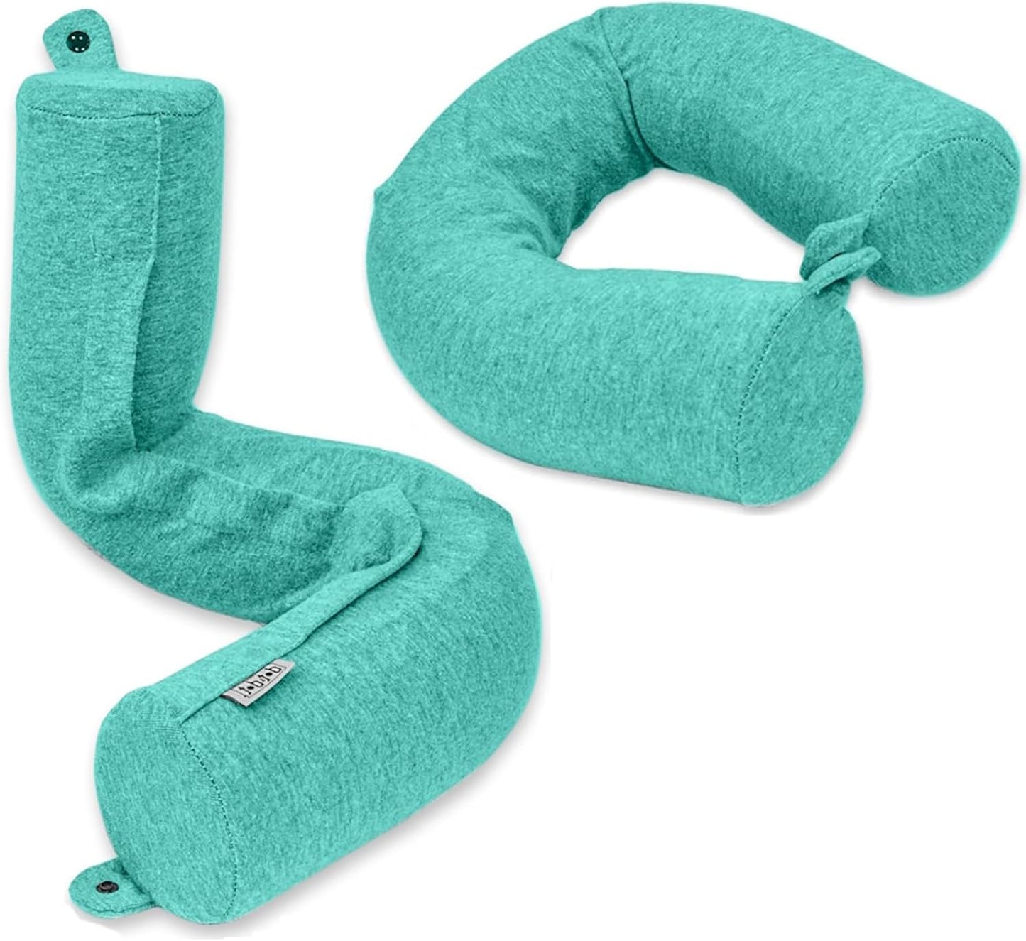 Dot&Dot Twist Memory Foam Travel Pillow, Bendable Neck Pillow for Airplane, Car and Home, 26-Inch Adjustable Roll with Washable Cotton Cover, Gray