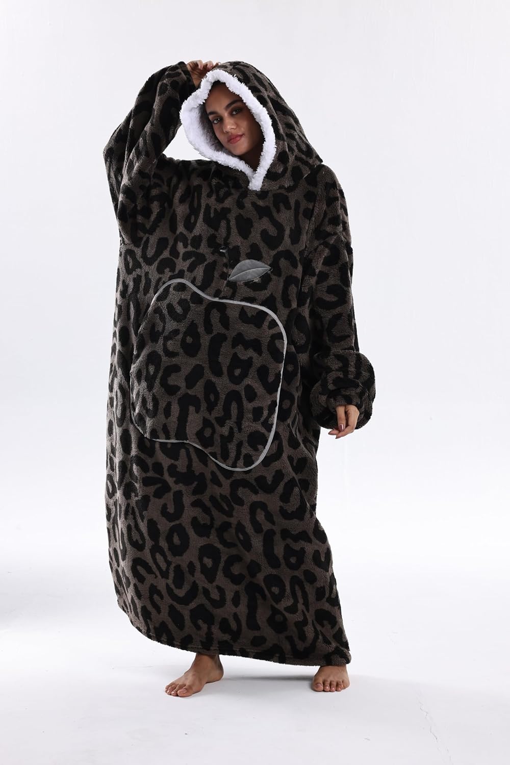 Capecage Blanket Hoodie, Long Hooded Blanket Sweatshirt as Birthday Gifts for Women Men, Long Wearable Blanket for Women Men.