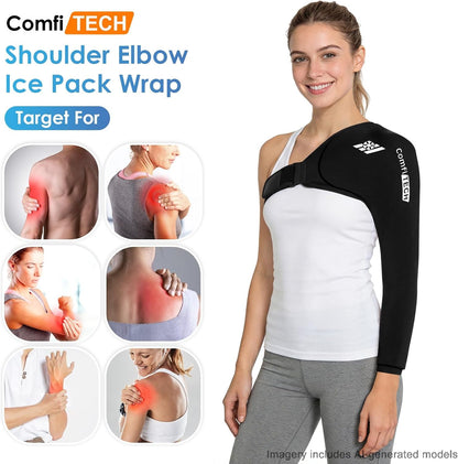 ComfiTECH Shoulder Arm Ice Pack Wrap for Pitchers & Volleyball Players, Reusable Ice Pack for Shoulder & Elbow & Arm Cooling, Adjustable Ice Arm Sleeve for Post-Training Recovery & Muscle Comfort, S