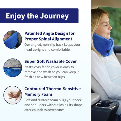 TRAVELREST Nest Neck Pillow Travel Essentials - Memory Foam Support - Grey