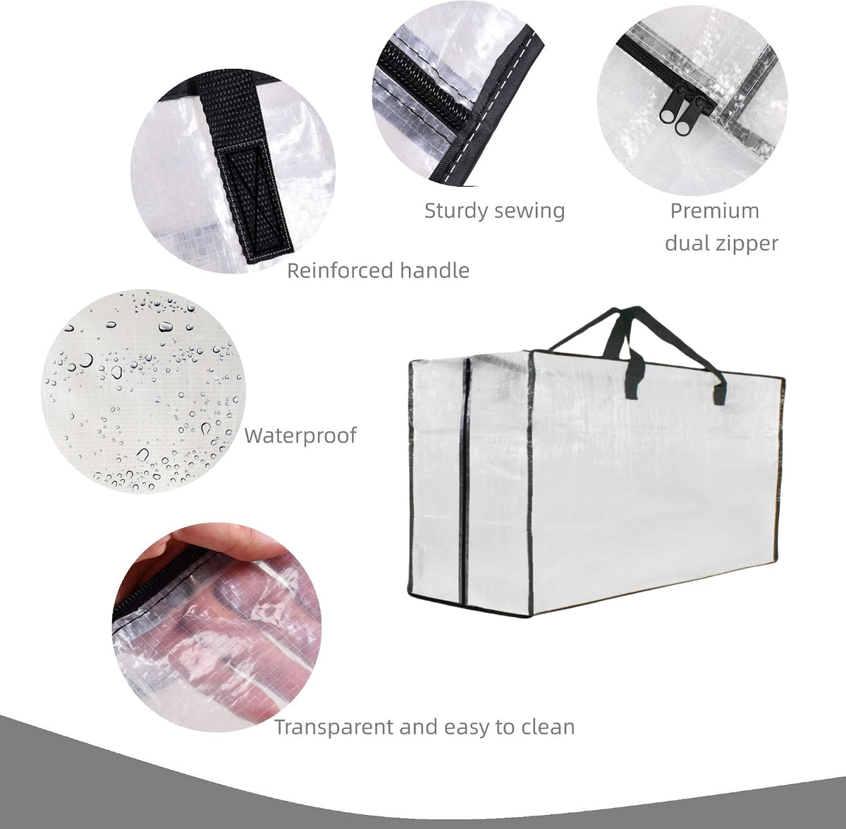 GONGKANGYUAN Heavy Duty Moving Bags, Extra Large Clear Storage Bags with Zipper and Handles, Moving Boxes & Storage Bins Alternative, Packing Supplies, Moving Supplies for Dorm Room Essentials