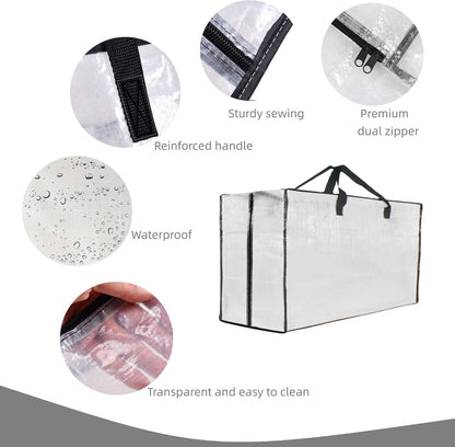 GONGKANGYUAN Heavy Duty Moving Bags, Extra Large Clear Storage Bags with Zipper and Handles, Moving Boxes & Storage Bins Alternative, Packing Supplies, Moving Supplies for Dorm Room Essentials