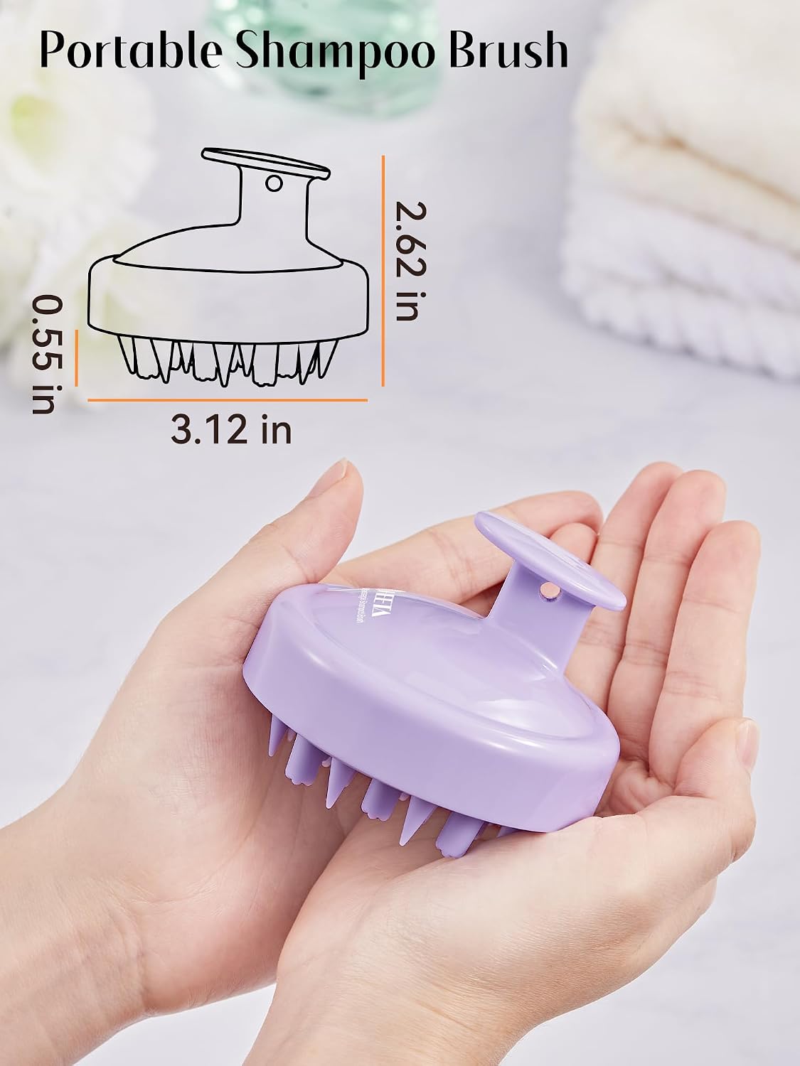 HEETA Hair Scalp Massager for Hair Growth, Shampoo Brush, Scalp Scrubber Exfoliator with Soft Silicone Bristles for Dandruff Removal to Relieve Stress, Wet Dry Use Updated Material, Beige