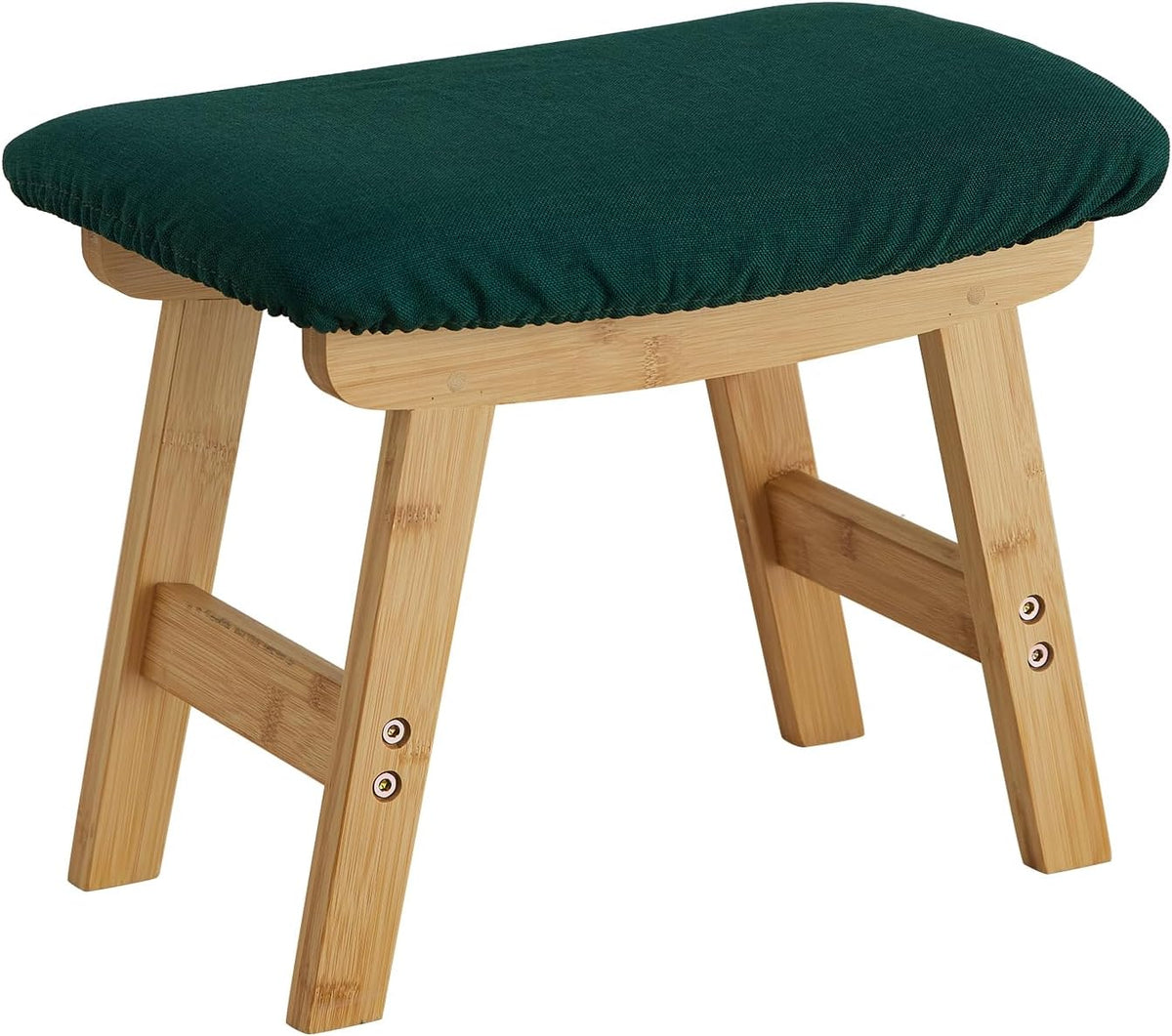 Foot Stool Ottoman Foot Rest Under Desk,Small Stool for Living Room, Bedroom and Kitchen (Brown Legs - Beige Stool Surface)