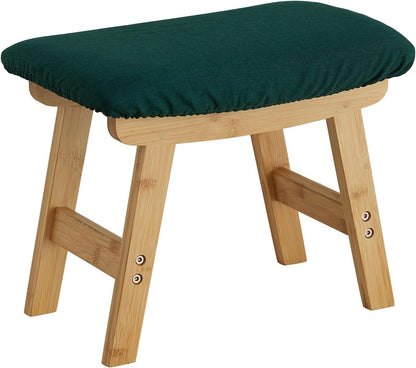 Foot Stool Ottoman Foot Rest Under Desk,Small Stool for Living Room, Bedroom and Kitchen (Brown Legs - Beige Stool Surface)