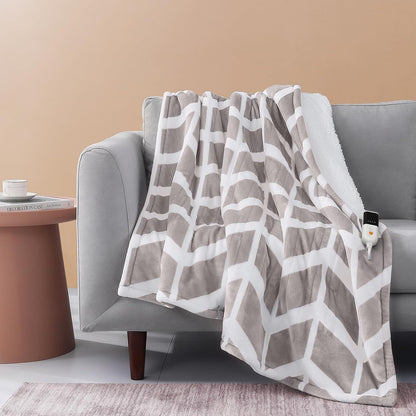 VENTIMI Electric Blanket Heated Throw, 50" x 60" Heated Blanket with 5 Heat Levels & 3 Hours Auto Off, Fast Heating Blankets with ETL & FCC Certification, Grey