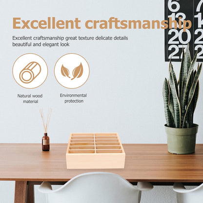 SEWACC Wooden Cell Phone Storage Box Holder Desktop Organizer 12 Grids Office Classroom Home Mobile Phone Storage Box