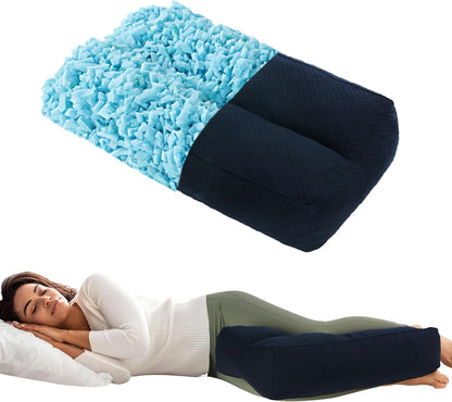 HOMBYS Shredded Memory Foam Knee Pillow for Side Sleepers, 6.5" Height Pillow Between Legs for Aligns Spine & Relieves Pressure Hip & Leg Elevation, Supportive Pillow for Pregnancy, Sciatica, White
