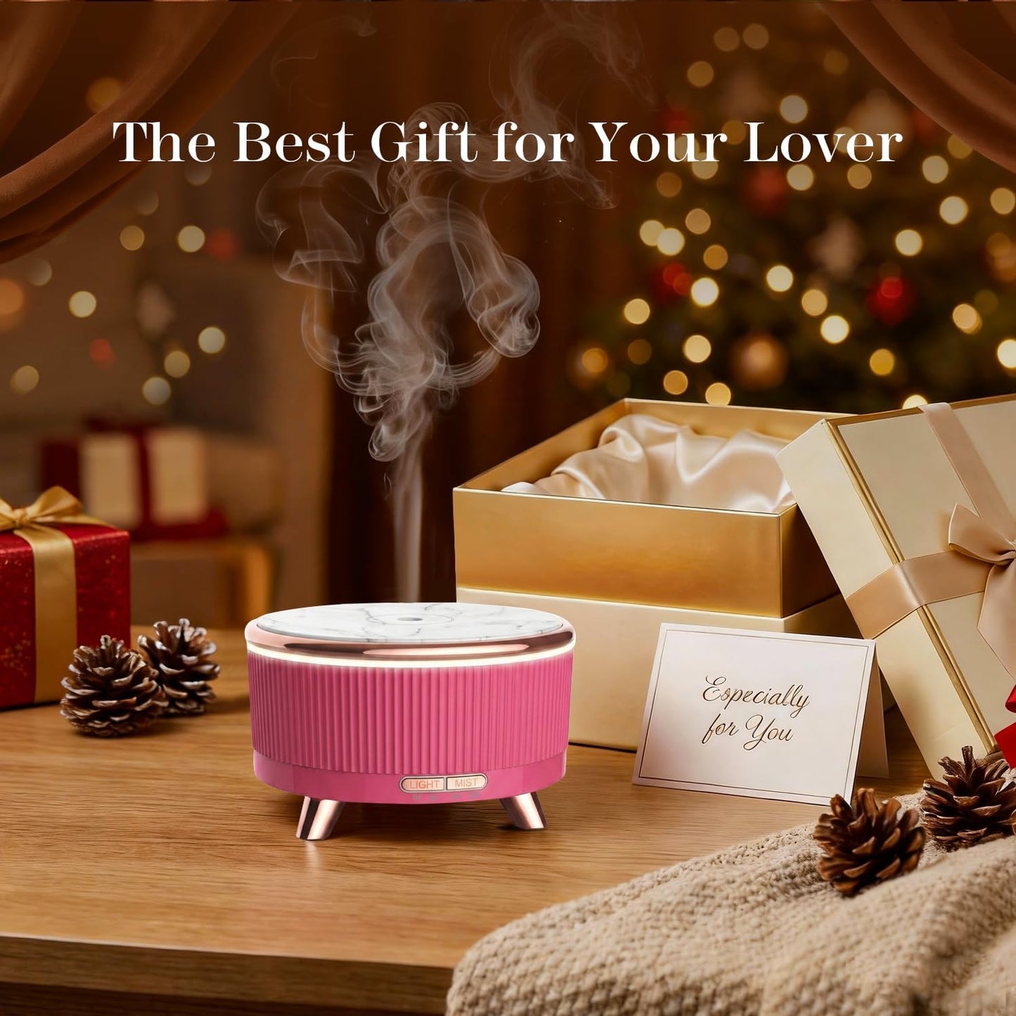 20-Hour Long-Lasting Aromatherapy, 500ML Large Essential Oil Diffuser: Ultrasonic Cool Mist Humidifier with Remote Control, 7 Color Lights, Timer, Auto-Off for Home/Bedroom/Yoga (White)