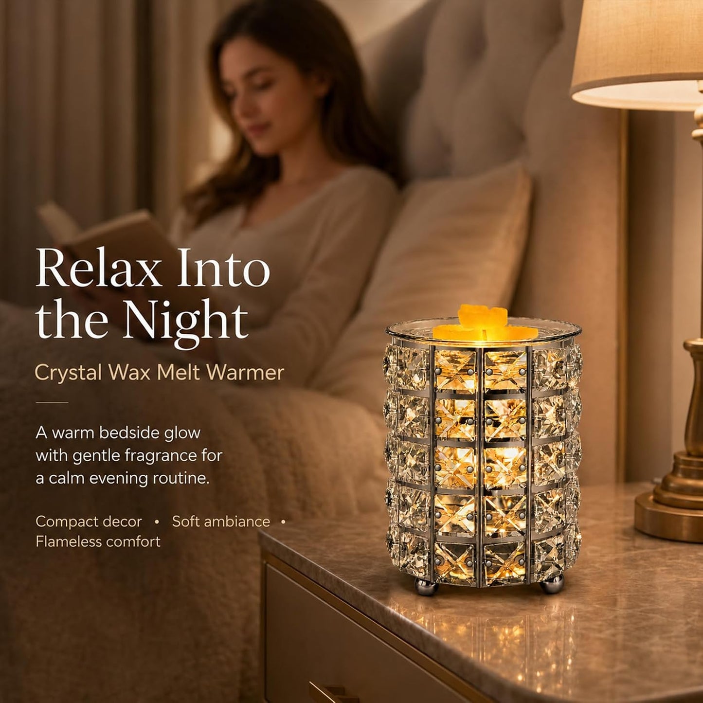 Leyoue Electric Crystal Wax Melt Warmer - Bulb Heating, Elegant Crystal Design, Quickly Melts Wax Blocks, Releases Long-Lasting Fragrance, Perfect Candle Wax Burner and Wax Warmer for Home Decor