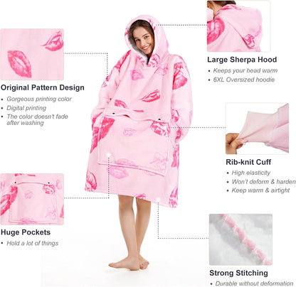 Narecte Cozy Oversized Blanket Hoodie Wearable Blanket Adults Soft Hooded Blanket Hoodie Birthday Gifts for Women Christmas - Colors B