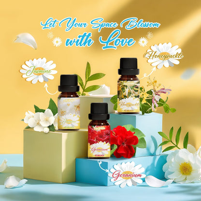 SALKING Floral Essential Oils Set, Premium Pure and Natural Essential Oils, Fragrance Oil Scented Oils for Oil Diffusers 6 x 10 ML - Lavender, Rose, Jasmine, Cherry Blossom, Gardenia, Chamomile