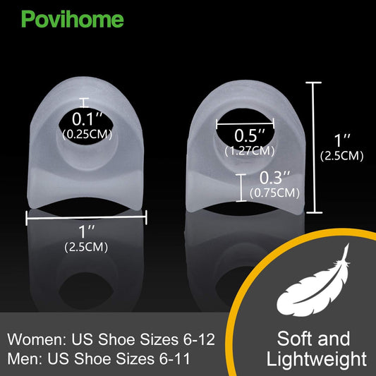 Povihome 10 Pack Clear Toe Spacers, Big Toe Separator (1st/2nd Toe), Bunion Corrector to Correct Big Toe Bunion, Overlapping Toes