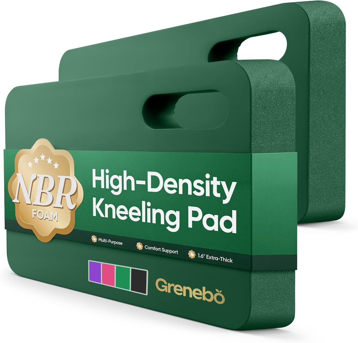 Grenebo 2-Pack 1.6" Extra Thick NBR Foam Garden Kneeling Pads, Ultra Soft Cushion Kneeling Pads for Gardening, Gardening Kneeling Pad for Baby Bathing, Work, Exercise, 17.3×11×1.6 in, Black