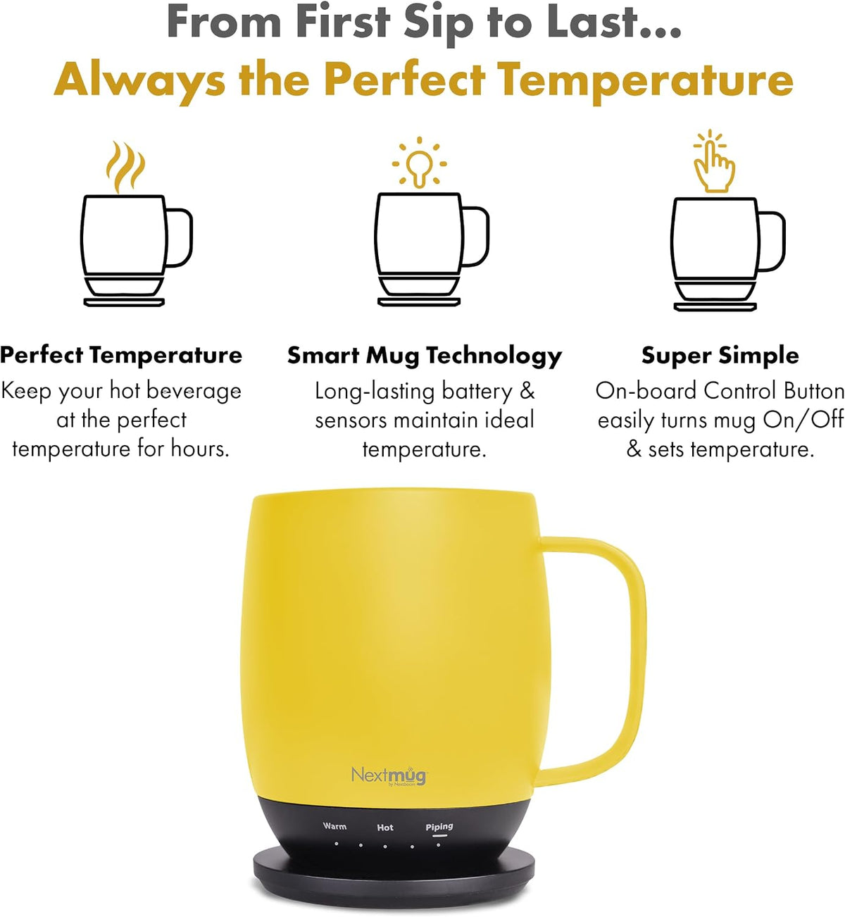 Nextmug - Temperature-Controlled, Self-Heating Coffee Mug
