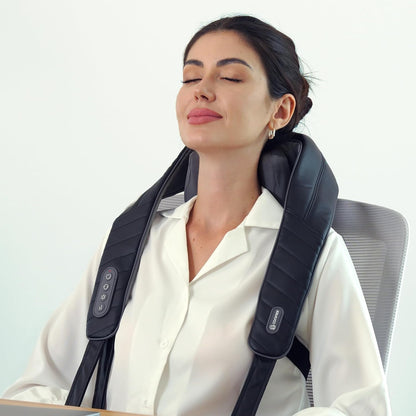 COMFIER Cordless Neck and Shoulder Massager with Heat, Wearable 4D Shiatsu Deep Tissue Kneading for Desk Workers and Drivers, Hands-Free Straps, FSA Eligible HSA Gift