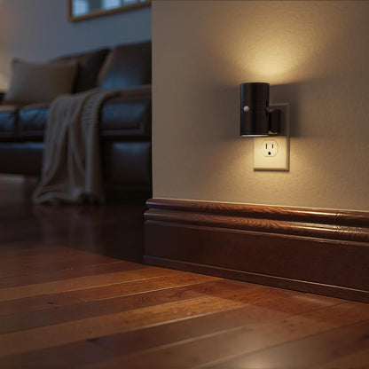Briignite Night Lights Plug into Wall, Modern LED Night Light Plug in, Dusk to Dawn Sensor,Amber Night Light 0-100LM Adjustable Brightness, Dimmable NightLight for Hallway, Bedroom, Stairway, 2 Pack
