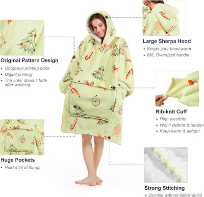 Narecte Cozy Oversized Blanket Hoodie Wearable Blanket Adults Soft Hooded Blanket Hoodie Birthday Gifts for Women Christmas - Colors B