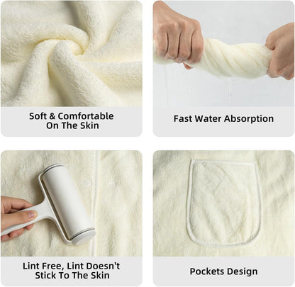 Towel Wrap for Women, Women'S Soft Wrap Towel Full Length，Bath Robe After Shower Female Plush Long，Spa Bathrobes Lightweight