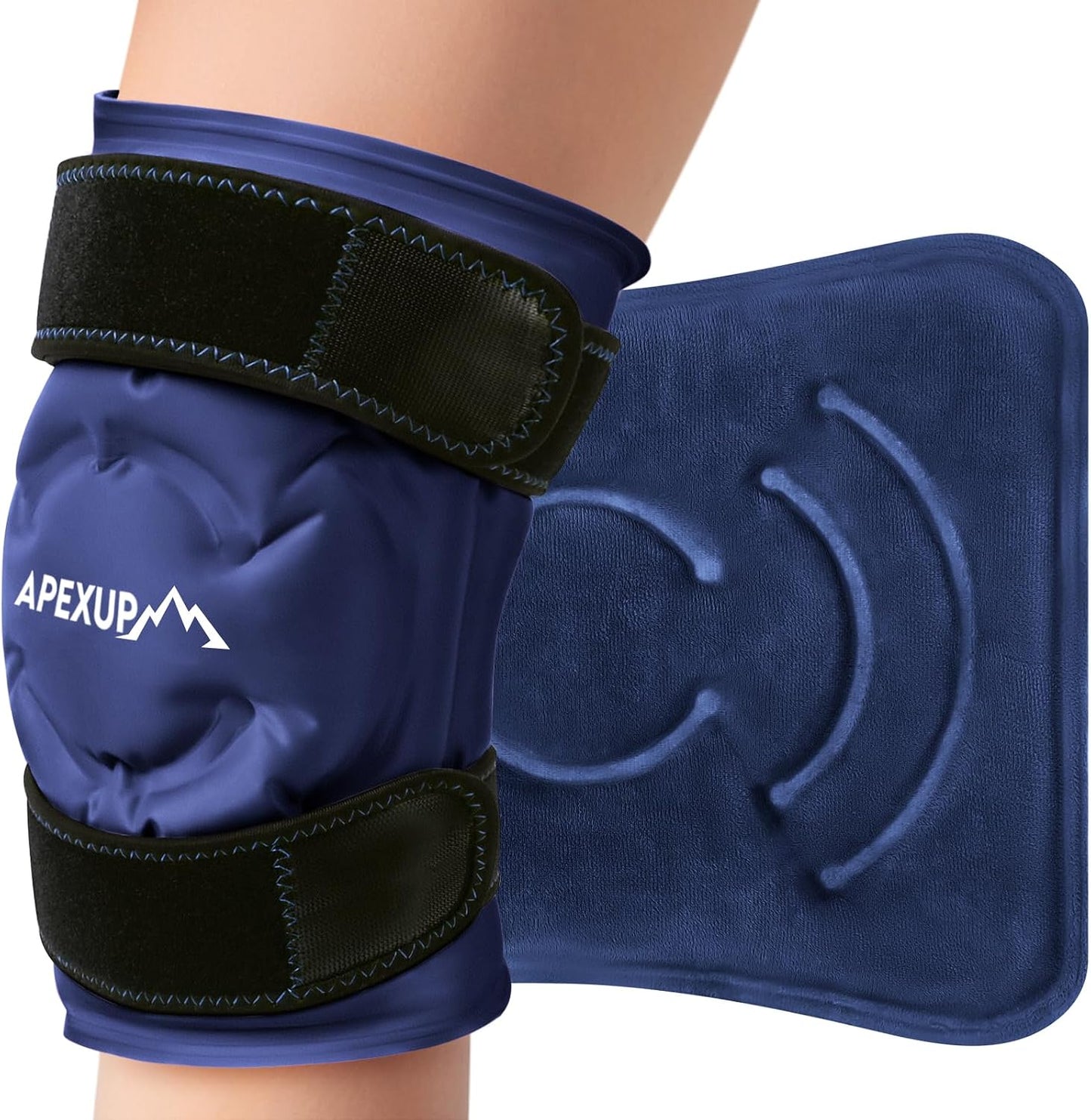 APEXUP Ice Pack for Knee Pain Relief, Large Reusable Wrap After Surgery, Flexible Gel Cold Pack for Injuries, Pain Relief for Back, Shoulder, Elbow, Ankle and Leg (Blue, L, 1PK)