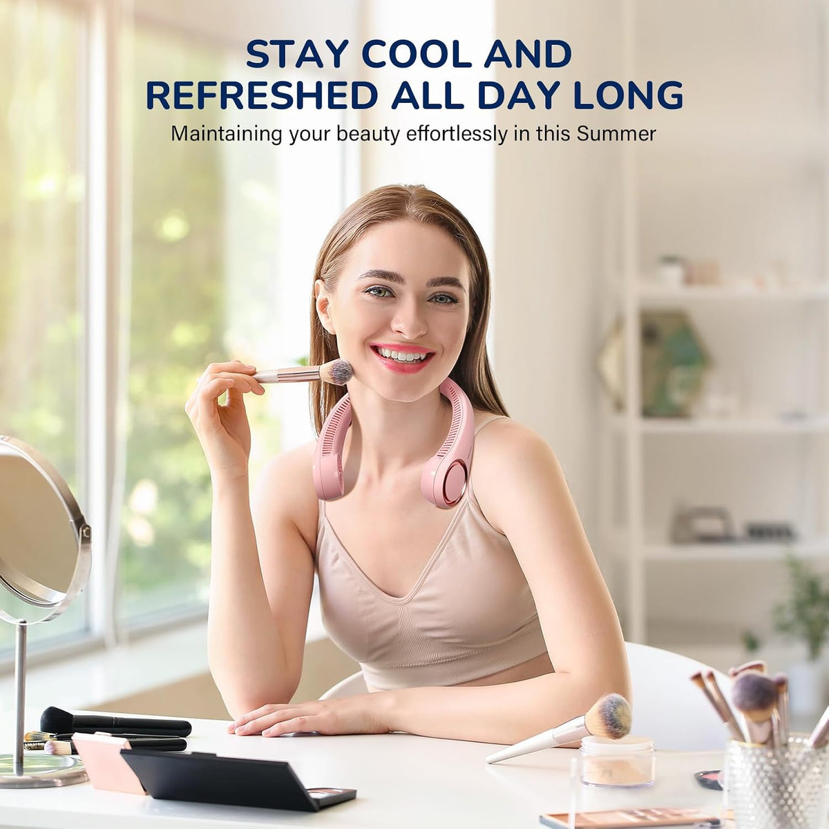 Morelax Neck Fan, USB Rechargeable Personal Fan,Hand Free Bladeless Portable Fans,4000 mAh, 3 Speeds,72 Air Faster softer 360° Cooling, Ultra Quiet,Gift Suitable for Home, Office, Travel, Sports