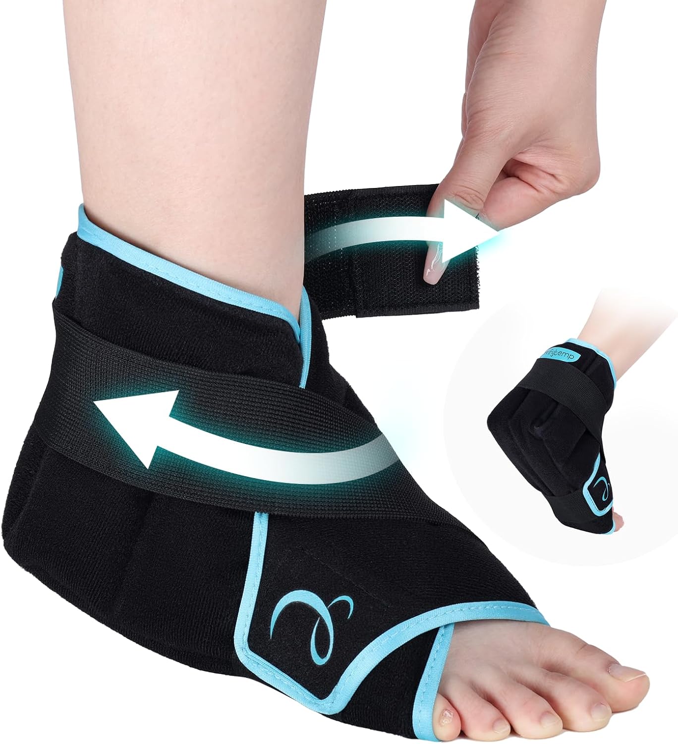 Comfytemp Ankle Ice Pack Wrap Brace for Swelling, Foot Pain Relief, 2 Gel Packs for Injuries Reusable, Hot Cold Compress Therapy for Plantar Fasciitis Relief, Heel Spur, Achilles Tendonitis, Swelling