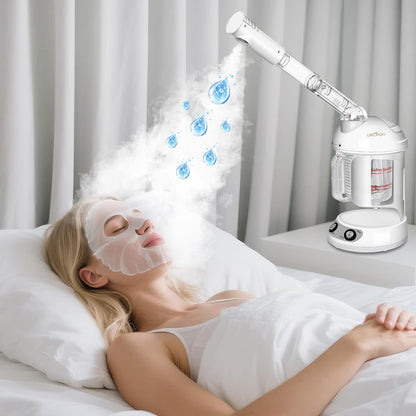 Facial Steamer, Nano Ionic Face Steamer for Facial Deep Cleaning Portable Ozone Steamer with Extendable 360° Rotating Arm, Humidifier for Home Salon Spa or Personal Care (Blue)
