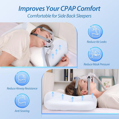 HOMCA CPAP Pillow for Side Sleeping, CPAP Nasal Pillows for All CPAP Masks Users to Reduce Air Leaks & Masks Pressure, Neck Support Pillows for Sleeping for Neck Pain Relief