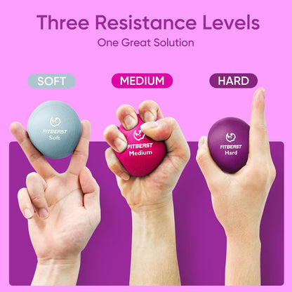FitBeast Grip Strength Trainer – 6 Pieces Hand Therapy Kit with Finger Extension Exerciser & Stress Balls for Adults, Rehab & Strength Training – for Men, Women, and Seniors