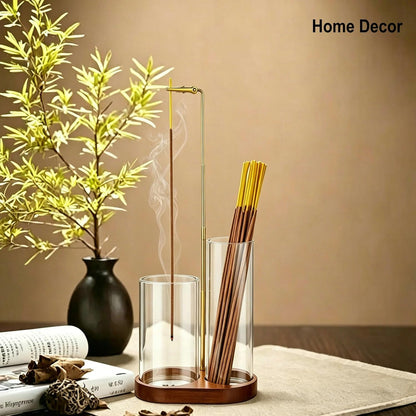 3 in 1 Incense Holder for Sticks Upside Down Anti-Ash Incense Burner with Glass Ash Catcher Backflow Cone Incense Diffuser with Adjustable Threaded Mounting for Mediation Yoga Spa Gifts Home Decor