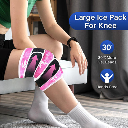 Knee Ice Pack Wrap for Pain Relief Reusable Gel Ice Wrap for Leg Injuries Swelling Knee Replacement Post-Surgery Recovery Adjustable Cold Compression Therapy Wrap for Arthritis