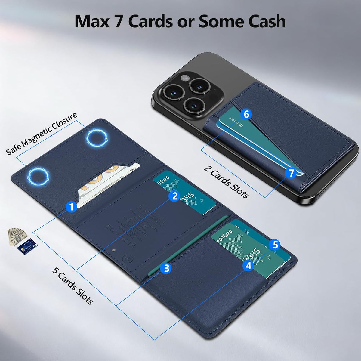 for Magsafe Wallet Work with Apple Find My, Strongest Magnetic Phone Wallet
