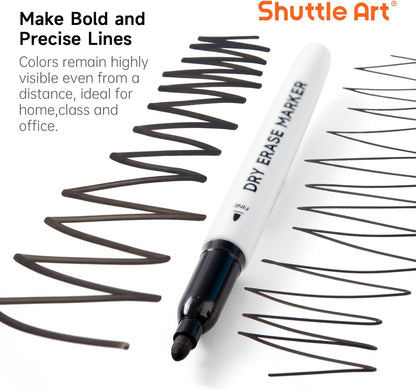 Shuttle Art Magnetic Whiteboard Markers, 20 Pieces Fine Tip and Eraser, Dry Erase Whiteboard Markers, for Writing on Whiteboards, Weekly Planner, Glass for School Office Home