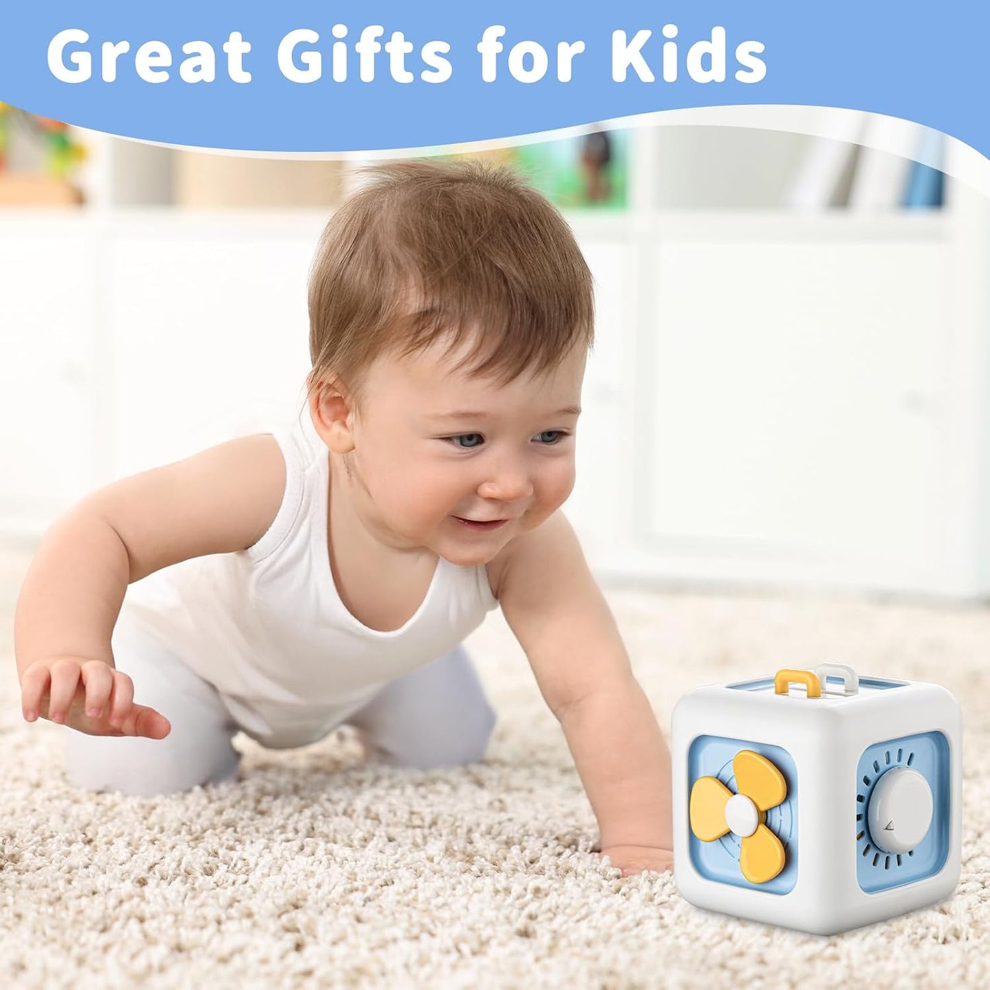 SOCBTNSO Busy Cube Toy for 1 Year Old Boy, Montessori Toys for 1+ Year Old, Travel Toys for Toddlers 1-3, Learning Fine Motor Skills| 1st Birthday Gifts 6 9 12 Months Baby