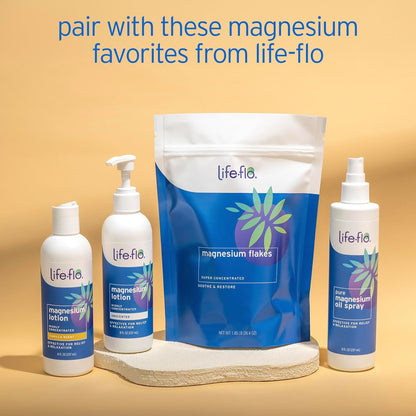 LIFE-FLO Magnesium Bath Flakes - Unscented Magnesium Flakes with Ancient Trace Minerals from the Zechstein Seabed - Epsom Salt Bath Soak Alternative or Relaxing Foot Soak - 60-Day Guarantee - 44oz