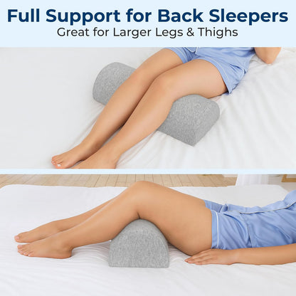 5 STARS UNITED Knee Pillow for Back Sleeping – Half Moon Bolster Pillow for Legs, Under Knee Pillow for Sleeping on Back, Memory Foam Leg Pillow for Back Pain, Gray
