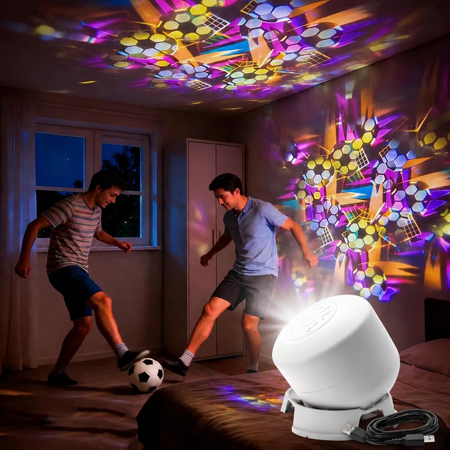 Dynamic Rotating LED Projector Light, 360° Rotating Ocean Wave Night Projection Night Light, Multi-Angle Projection Base, for Bedroom, Home Theater (Ocean)