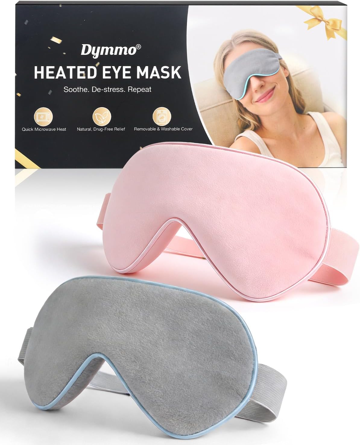 Warm Compress for Eyes - Microwavable Eye Mask with Moist Heat Relief for Eye Comfort & Relaxation, Includes 2 Washable Covers & 1 Eye Heating Pad
