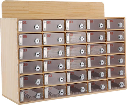 20-Slot Cell Phone Locker Box, Wood/Acrylic, Wall/Desk with Locks and Keys