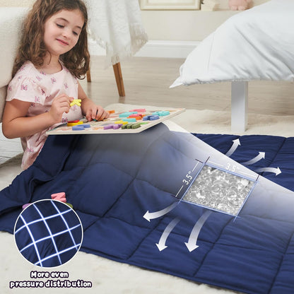 Weighted Lap Blanket for Adults 5lbs, 24"x29" Cooling Heavy Throw Blanket, Portable Travel Weighted Blankets, Soft Small Blankets Gift for Sleeping, Navy Blue